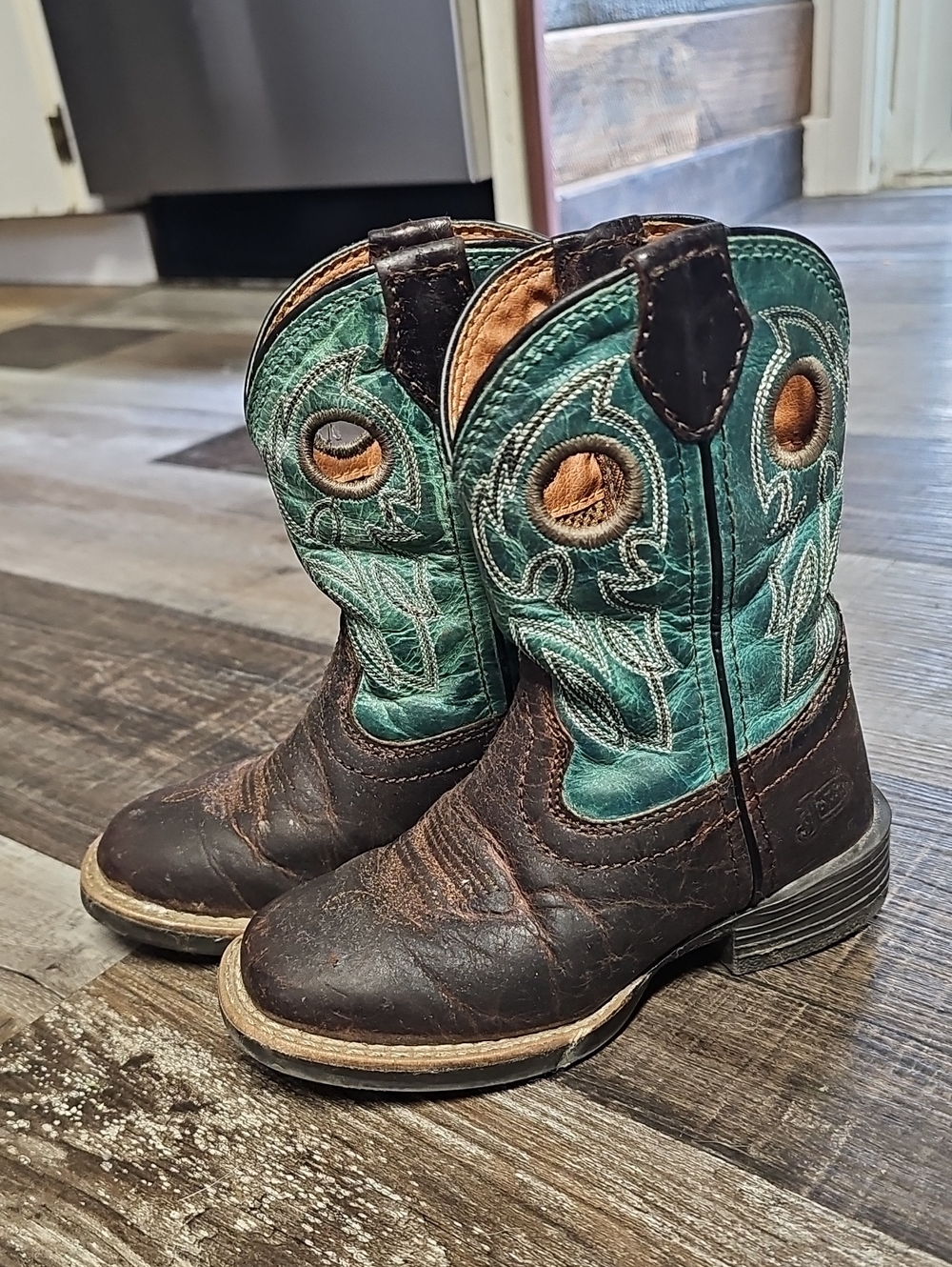 Western Justin Boots Size 10 Little Girls teal